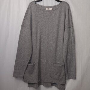 UGG LUELLA PULLOVER LONG SLEEVE DOUBLE POCKET TUNIC TOP GRAY 100% COTTON